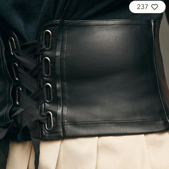 Anthropologie Pilcro Black Faux-Leather Corset Lace-Up Sleeveless Top Size S New - Picture 7 of 8